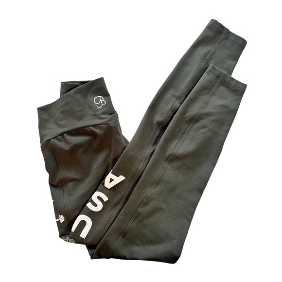 Bombshell Sportswear Pants - Bombshell USA Leggings Olive Green High Waist Pocket Gym Pants S